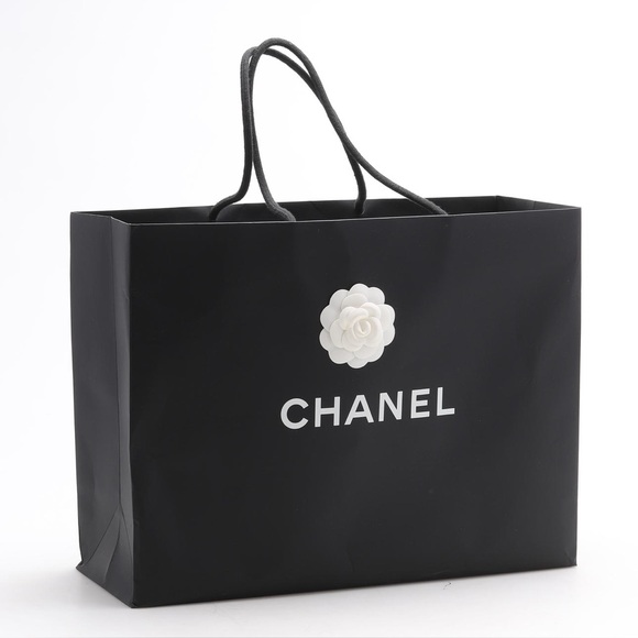 CHANEL Handbags - Chanel Black & White Giant Shopping Bag with Camelia - 19.75" x 17.75" x 9.5"